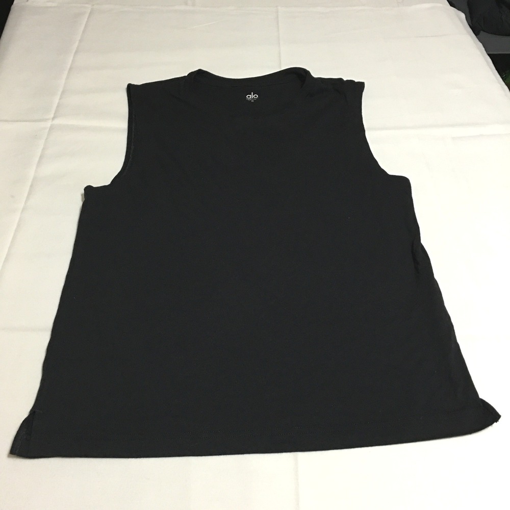 Alo Yoga Muscle Tank Top Men Medium Black Sleeveless Crew Neck Workout Gym